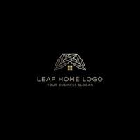 design del logo della casa in foglia di lusso vettore