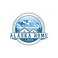 vettore di logo dell'emblema della casa dell'alaska