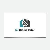 design del logo della casa sc o cs vettore