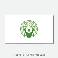 logo di amore, umano e albero vettore