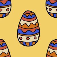 senza cuciture con cartone animato, doodle uovo di pasqua con ornamento. vettore