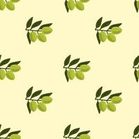 ramo di ulivo verde con bacche e foglie senza cuciture. sfondo di verdure.