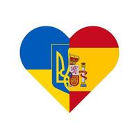 icona a forma di cuore con bandiera ucraina e spagna. illustrazione vettoriale isolato su sfondo bianco
