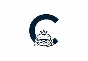 forma di fusione della lettera iniziale c con hamburger e corona vettore