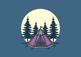 illustrazione di alberi di pino e tenda a cono