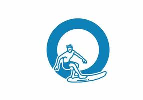 illustrazione di arte della linea di surf dell'uomo con la lettera iniziale o vettore