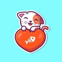illustrazione dell'icona di vettore del fumetto di amore del gatto. concetto di icona di amore animale isolato vettore premium. stile cartone animato piatto