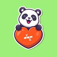 illustrazione dell'icona di vettore del fumetto di amore del panda. concetto di icona di amore animale isolato vettore premium. stile cartone animato piatto