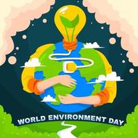 concetto di giornata mondiale dell'ambiente, risparmia energia risparmia terra vettore