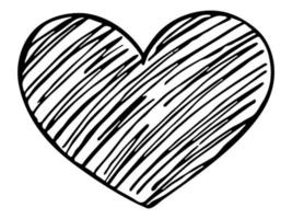 semplice illustrazione del cuore disegnata a mano isolata su uno sfondo bianco. carino doodle del cuore di san valentino. vettore