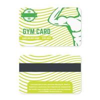 fitness club, disegno del modello di scheda palestra con atleta, verde su bianco vettore