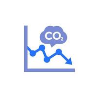 co2, icona di riduzione delle emissioni di carbonio con un grafico vettore