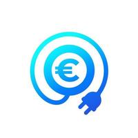 icona del costo dell'elettricità con spina elettrica ed euro vettore