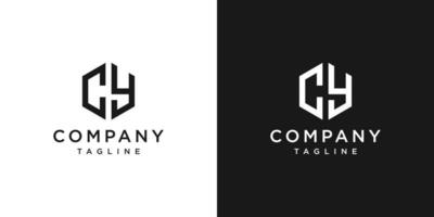 lettera creativa cy monogramma logo design modello icona sfondo bianco e nero vettore