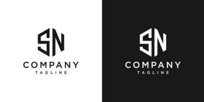 lettera creativa sn monogramma logo design modello icona sfondo bianco e nero vettore