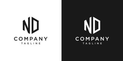 lettera creativa nd monogramma logo design modello icona sfondo bianco e nero vettore