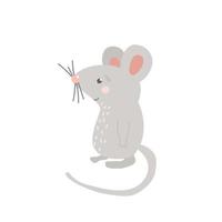 topo cartone animato. illustrazione vettoriale disegnata a mano di un mouse. simpatico personaggio per libri e carte per bambini.