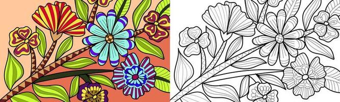 illustrazione della pagina del libro da colorare floreale decorativo vettore