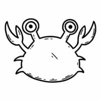 granchio carino. illustrazione di doodle di vettore. libro da colorare per bambini con animali marini. vettore