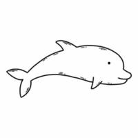 simpatico delfino. illustrazione di doodle di vettore. animali marini. libro da colorare per bambini. vettore