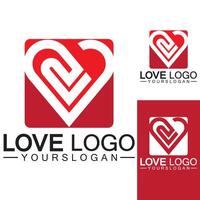 amore logo design, vettore di design del logo a forma di cuore