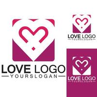 amore logo design, vettore di design del logo a forma di cuore