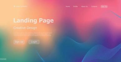 gradiente colorato modello web landing page sito web digitale landing page design concept - vettore