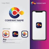 c logo, logo moderno logo colorato, logo lettera vettore