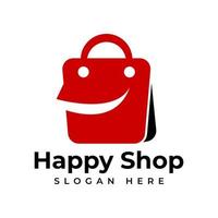 design del logo del negozio felice vettore
