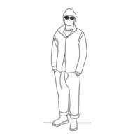 uomo con occhiali da sole in stile cartone animato minimal vettore
