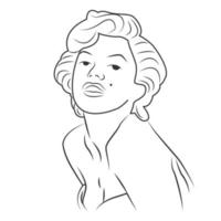 marilyn monroe faccia in stile line art vettore