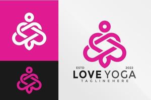 la gente ama il modello dell'illustrazione di vettore di progettazione di logo di yoga