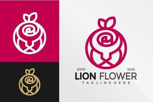 modello dell'illustrazione di vettore di progettazione di logo della rosa del fiore del leone