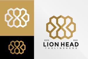 modello di illustrazione vettoriale di design del logo della testa di leone della lettera x