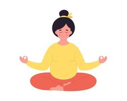 donna incinta che medita nella posa del loto. gravidanza sana, yoga, esercizio di respirazione vettore