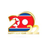 anno 2022 con motivo a bandiera della Corea del Nord. felice anno nuovo design. vettore