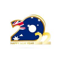 anno 2022 con motivo a bandiera australiana. felice anno nuovo design. vettore