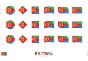 eritrea flag set, semplici bandiere eritrea con tre diversi effetti. vettore