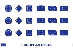 set di bandiere dell'unione europea, semplici bandiere dell'unione europea con tre diversi effetti. vettore