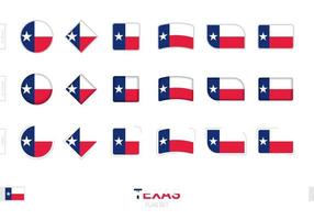 set di bandiere del texas, semplici bandiere del texas con tre diversi effetti. vettore