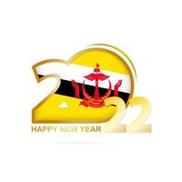 anno 2022 con motivo bandiera brunei. felice anno nuovo design. vettore