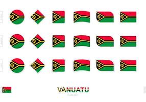 set di bandiere vanuatu, semplici bandiere di vanuatu con tre diversi effetti. vettore