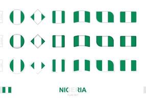 set bandiera nigeria, semplici bandiere nigeria con tre diversi effetti. vettore