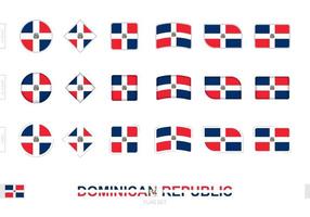 set di bandiere della repubblica dominicana, semplici bandiere della repubblica dominicana con tre diversi effetti. vettore