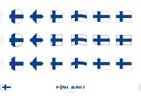 set di bandiere della finlandia, semplici bandiere della finlandia con tre diversi effetti. vettore