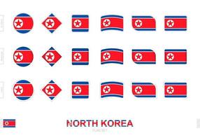 set di bandiere della corea del nord, semplici bandiere della corea del nord con tre diversi effetti.