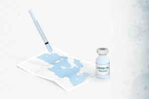 vaccinazione malta, iniezione con vaccino covid-19 nella mappa di malta. vettore
