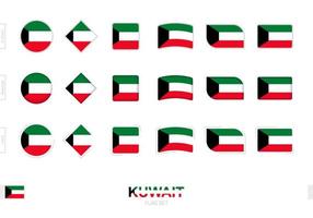set di bandiere del kuwait, semplici bandiere del kuwait con tre diversi effetti. vettore