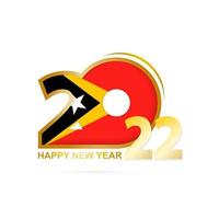 anno 2022 con motivo a bandiera di Timor Est. felice anno nuovo design. vettore