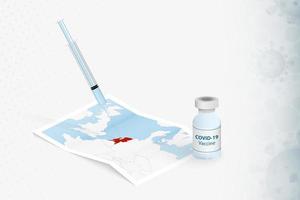 vaccinazione dei Paesi Bassi, iniezione con il vaccino covid-19 nella mappa dei Paesi Bassi. vettore